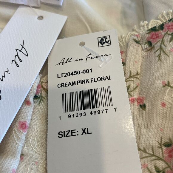 All in Favor NWT Cream Pink Floral Corset  Crop Camisole XL - Picture 9 of 11